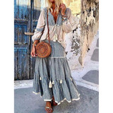 Fashion Temperament Striped V-Neck Dress