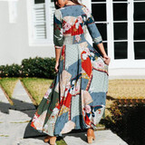 Elegant Printed V Neck Maxi Dress Elegant Printed V Neck Maxi Dress