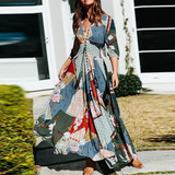 Elegant Printed V Neck Maxi Dress Elegant Printed V Neck Maxi Dress