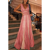 Sexy Striped Sleeveless Maxi Evening Long Dress