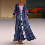 Vintage Bohemian Print Lace Two-Piece Dress