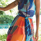 Sexy Multicolor Abstract Printed Halter Boho Dress