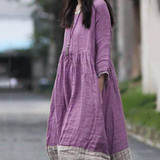 Casual Loose Stitching Color Maxi Dress