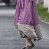 Casual Loose Stitching Color Maxi Dress