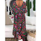 Bohemian V Neck Printed Maxi Dress