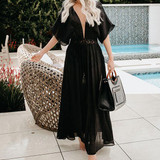 Sexy Deep V Neck Vacation Maxi Dress