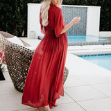 Sexy Deep V Neck Vacation Maxi Dress