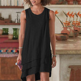 Sleeveless Irregular Hem Loose Dress