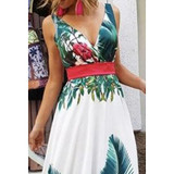 Fashion Floral Print Sleeveless Maxi Dress