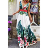 Fashion Floral Print Sleeveless Maxi Dress