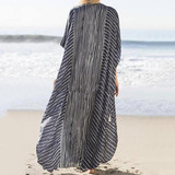 Plus Size Stripe Irregular V Neck Maxi Dress