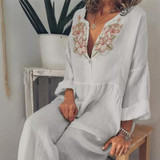Bohemian Embroidered V-neck Dress