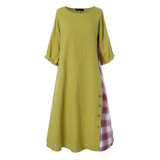 Casual Patchwork Button High Low Hem Loose Dresses
