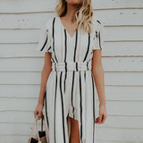 Fashion Casual Stripe Irregular Dress