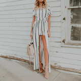 Fashion Casual Stripe Irregular Dress
