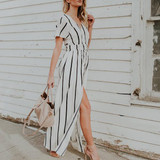 Fashion Casual Stripe Irregular Dress