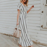 Fashion Casual Stripe Irregular Dress