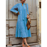 Stand Collar Long Sleeve Printed Dresses