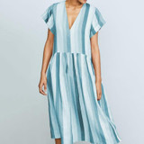 Fashion V-neck Colorful Striped Dress