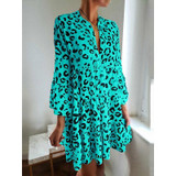 Sexy Leopard V Neck Dress