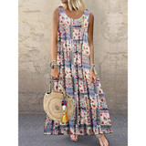 Bohemian Print Sleeveless Summer Maxi Dress