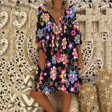 Fashion V Collar Printing Casual Dresses