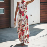 Elegant Halter Neck Printed Maxi Dress Elegant Halter Neck Printed Maxi Dress