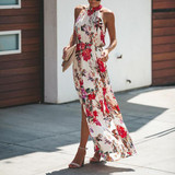 Elegant Halter Neck Printed Maxi Dress Elegant Halter Neck Printed Maxi Dress