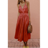 Sexy Open Back Cross Strap V-neck Strap  Dress