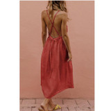 Sexy Open Back Cross Strap V-neck Strap  Dress Sexy Open Back Cross Strap V-neck Strap  Dress