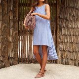 Casual Stripe Sleeveless Irregular Dress