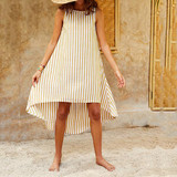 Casual Stripe Sleeveless Irregular Dress