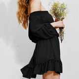 Casual Off-The Shoulder Solid Color Dress Casual Off-The Shoulder Solid Color Dress