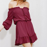 Casual Off-The Shoulder Solid Color Dress Casual Off-The Shoulder Solid Color Dress