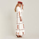 Boho Floral Embroidered V-Neck Long Sleeve Bohemia Dresses