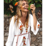 Boho Floral Embroidered V-Neck Long Sleeve Bohemia Dresses
