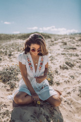 Sexy Deep V-Neck Floral Embroidery Holiday Bohemia Dresses