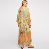 Floral Print Adjustable Waist tie Bohemia Dress