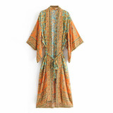 Floral Print Adjustable Waist tie Bohemia Dress