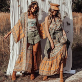 Floral Print Adjustable Waist tie Bohemia Dress