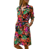 Long Sleeve Shirt Dress  Summer Boho Beach Dresses Women Casual Striped Print A-line Mini Party Dress