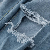 Women Denim Skinny Trousers High Waist Jeans Destroyed Knee Holes Pencil Pants Trousers Stretch Ripped Boyfriend Female