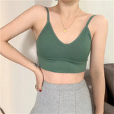 2020 Fashion Cotton Bralette Sexy Backless Bra Girls Padded Crop Top 6 Colors Unlined Underwear Wireless Bras For Women Female Lingerie