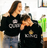 2020 King Queen Printed Couple Hoodies Women Men Sweatshirt Lovers Couples Hoodies Casual Pullovers Gift