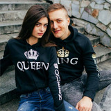 2020 King Queen Printed Couple Hoodies Women Men Sweatshirt Lovers Couples Hoodies Casual Pullovers Gift