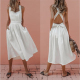 Women Summer Long Maxi Dress Sexy Backless Party Red Dress Beachwear  Sundress vestido mujer Dress