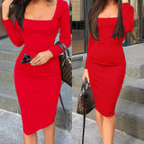 Women Bodycon Dress Sexy Slim Fit Xmas Halloween Christmas Party Dresses Sundress Sexy OL Clothes Office Lady Elegant Dress