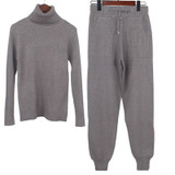 2020 Women Knitted Tracksuit Turtleneck Sweater Casual Suit Spring Autumn Winter 2 Piece Set Knit Pants Sporting Suit Femme Clothing