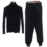 2020 Women Knitted Tracksuit Turtleneck Sweater Casual Suit Spring Autumn Winter 2 Piece Set Knit Pants Sporting Suit Femme Clothing
