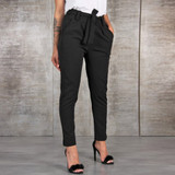 2020 Fashion Women High Waist Harem Pants Women Bandage Elastic Waist Stripe Casual Pants